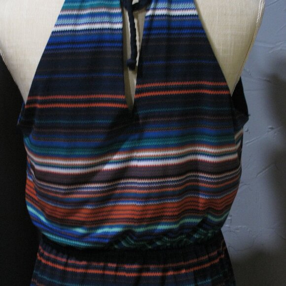 Bisou Bisou Halter Maxi Dress Size 6 Stipes Summer Wrap Style Top - Picture 4 of 4